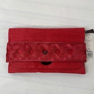 Ditta Sandico Lualhati Woven Fabric Clutch - Red, 10”W x 7”H x 1”D, NWT